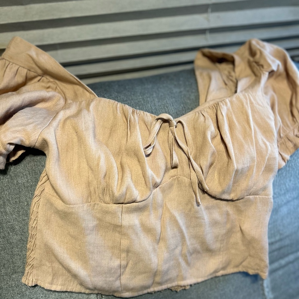 Haute Monde Orange and Beige/light pink Puff Sleeve Blouses - Picture 13 of 13